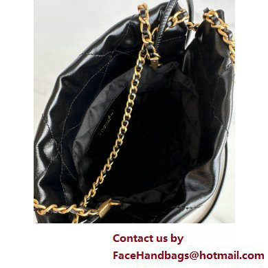 Chanel Shiny Calfskin Patchwork  &  Gold-Tone Metal CHANEL 22 Mini Handbag AS3980 Black/Patent